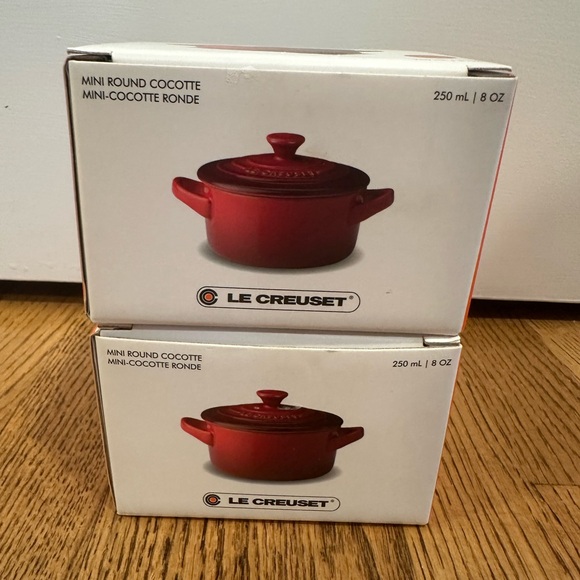 Set of 2 Le Creuset Mini Round Cocotte Cerise - Picture 1 of 1